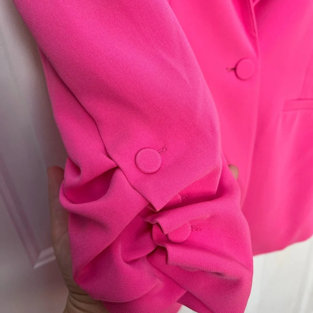 Cinq à Sept Khloe Crepe Ruched Blazer - Berry Jam - 8 - Picture 6 of 8